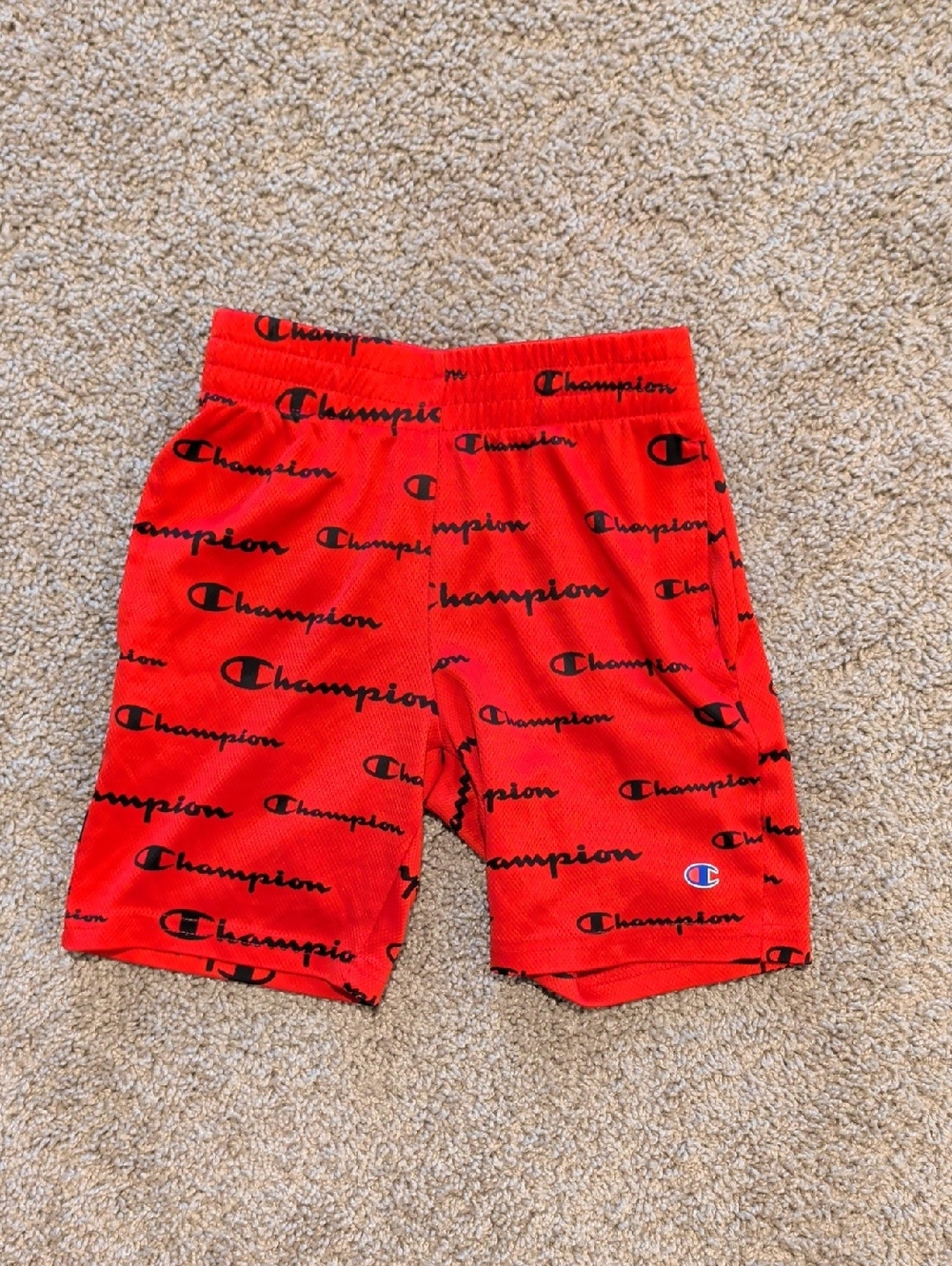 Champion Boys Red Logo Shorts Size 5